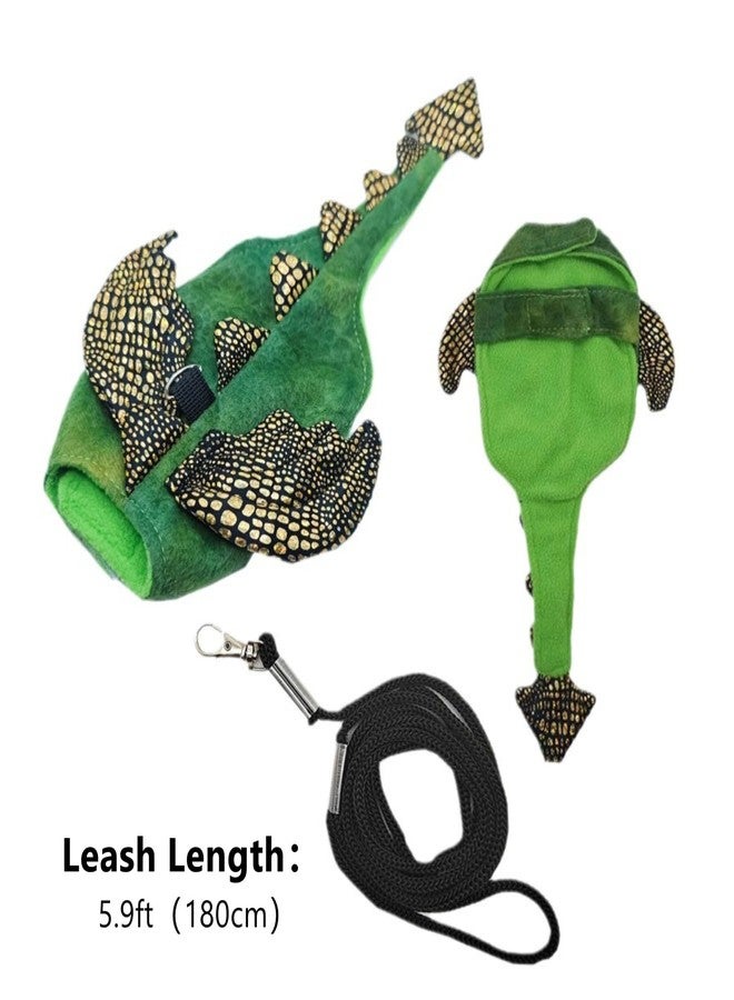 WCDJOMOP Bearded Dragon Harness Leash Set - Halloween Costume Adjustable Lizard Dinosaur Leash Harness with Wing Outdoor Walking Lead Control Rope for Bearded Dragon Reptiles Small Animals (S,Green) - Image 5